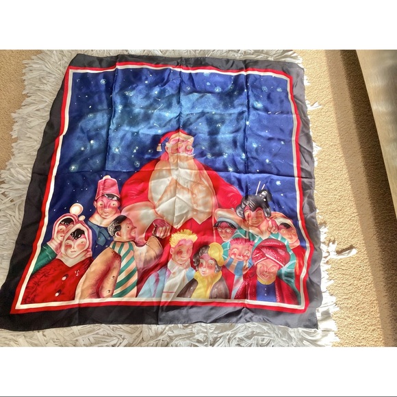 Saks Fifth Avenue Accessories - Saks Fifth Avenue Vintage Silk Christmas Scarf
